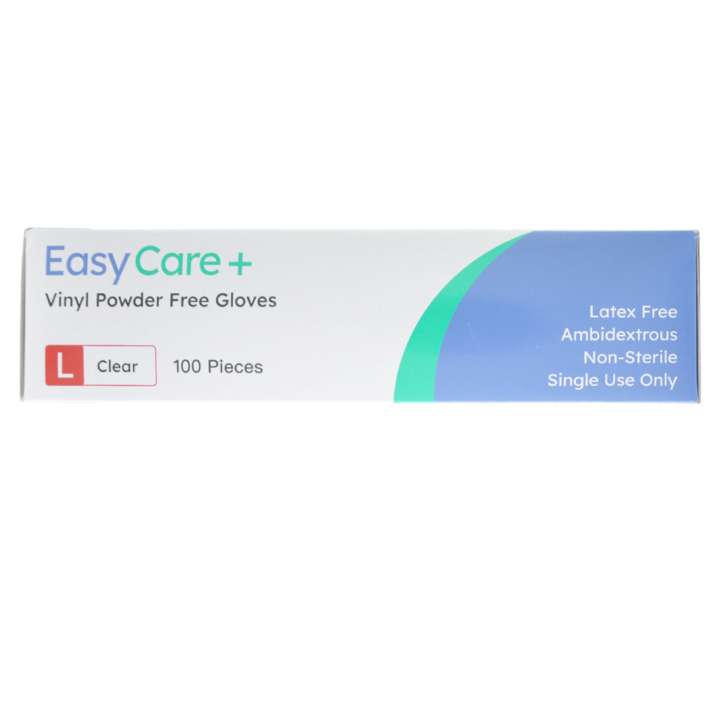Easy Care Vinyl Powder Free Gloves Food Safety L Clear 100Pcs