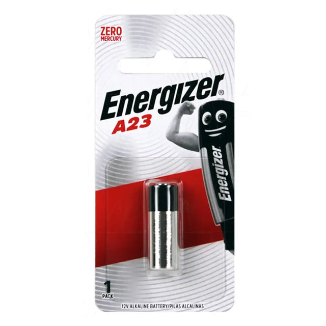 Energizer A23 battery in packaging on a white background