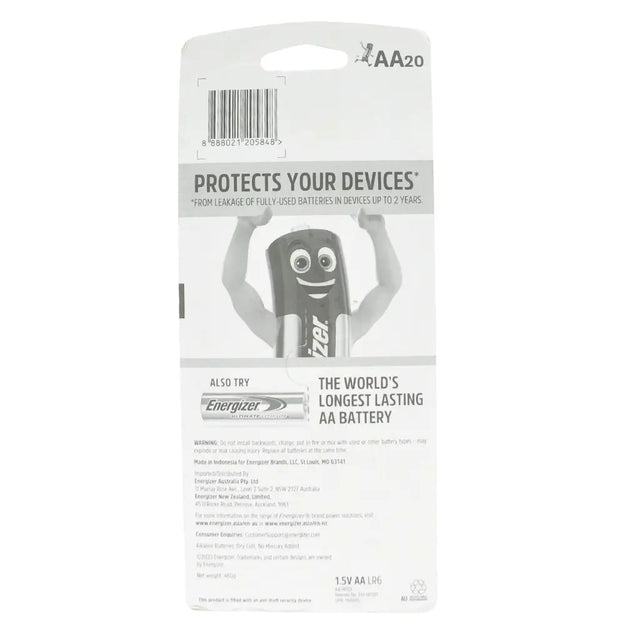 Energizer battery packaging with a cartoon character on a white background
