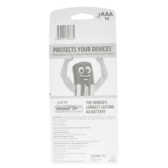 Energizer AAA battery package with cartoon character on a white background