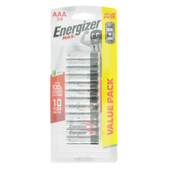 Pack of Energizer AAA batteries with a 'Value Pack' label on a white background