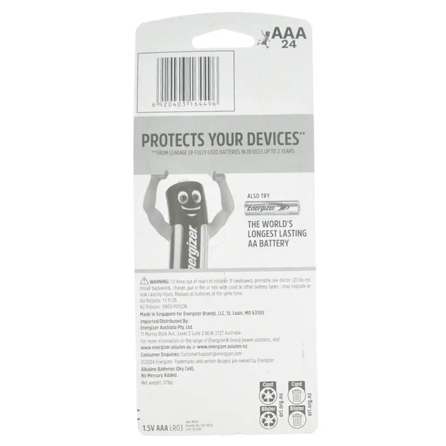 Energizer battery packaging with a cartoon character on a white background