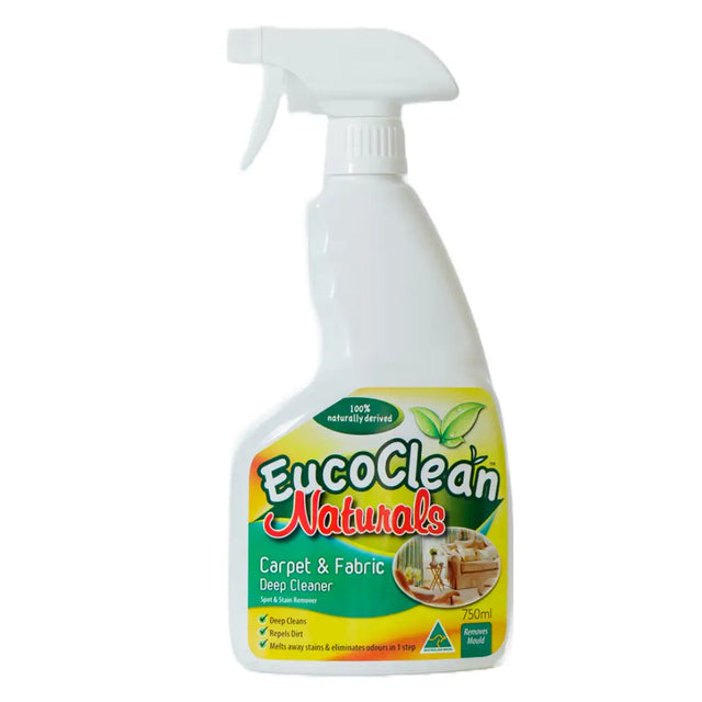 EucoClean Naturals carpet and fabric cleaner spray bottle on a white background