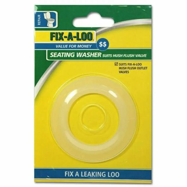 Packaged Fix-A-Loo seating washer on a white background