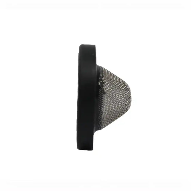 Black mesh filter on a white background