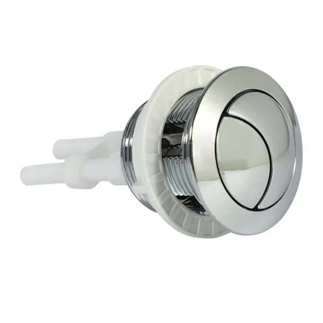 Chrome sink drain assembly on a white background