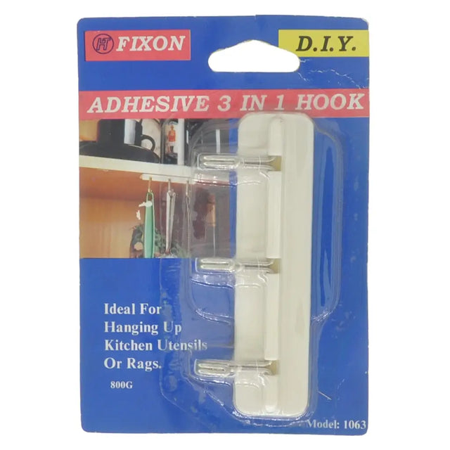 Fixon adhesive 3-in-1 hook packaging on a white background