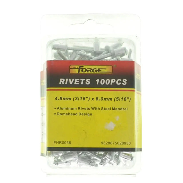 Pack of rivets with a yellow label on a white background