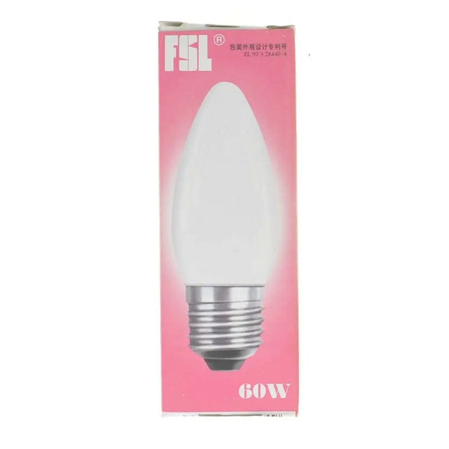 FSL LED bulb packaging on a pink background