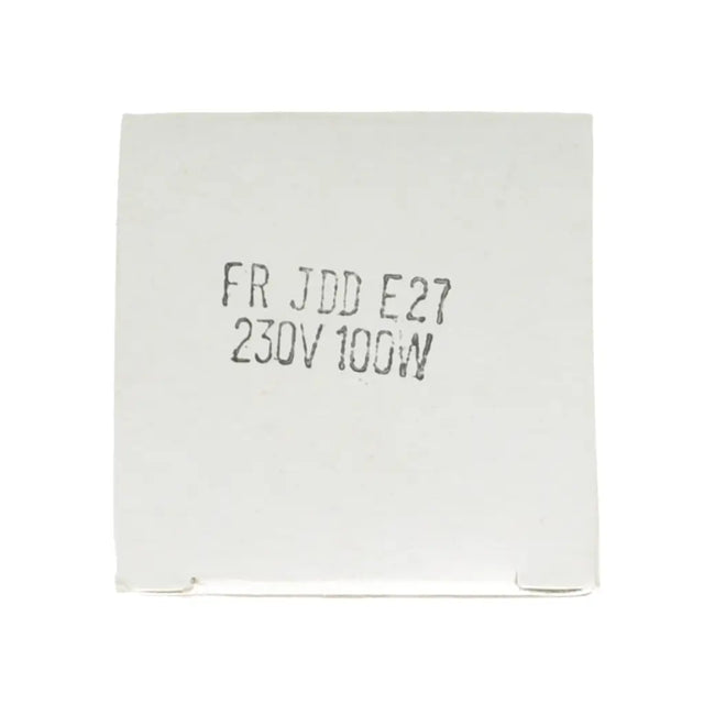 Clear light bulb socket with text on a white background