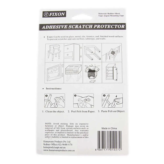 Fixon Adhesive Scratch Protector packaging with instructions and branding on a white background