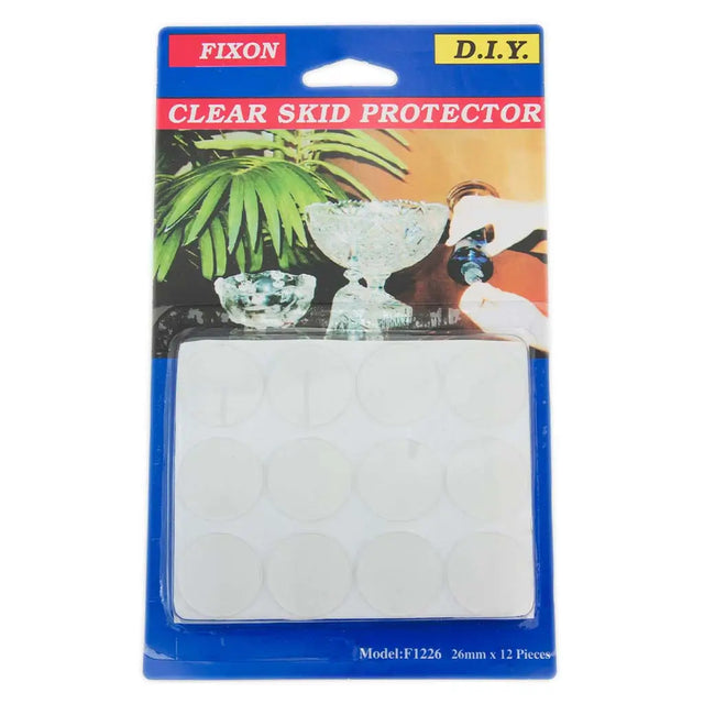 Clear skid protector packaging with Fixon branding on a white background