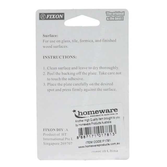 Fixin adhesive label with instructions and branding on a white background