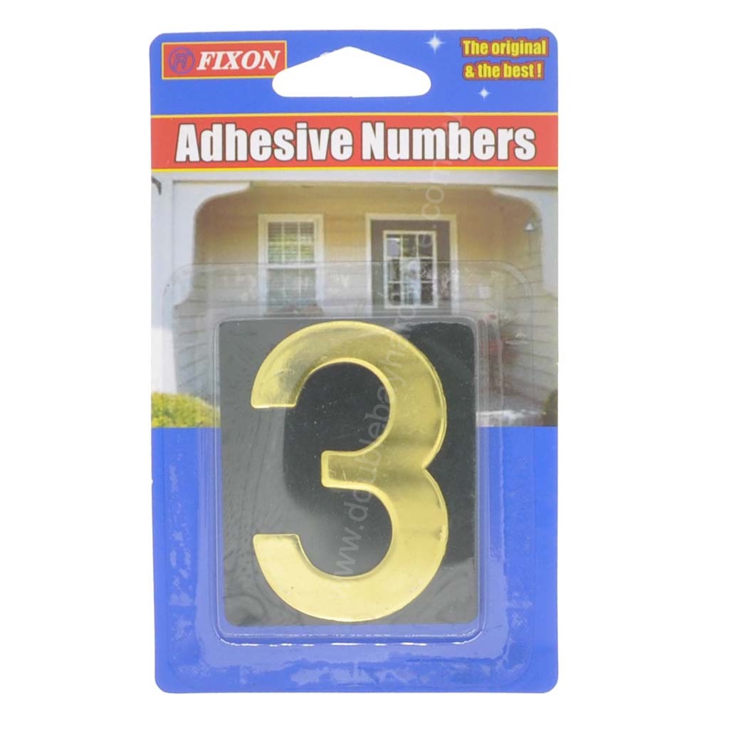 Fixon Adhesive House Number 3 Sign 59x49x2mm F1783