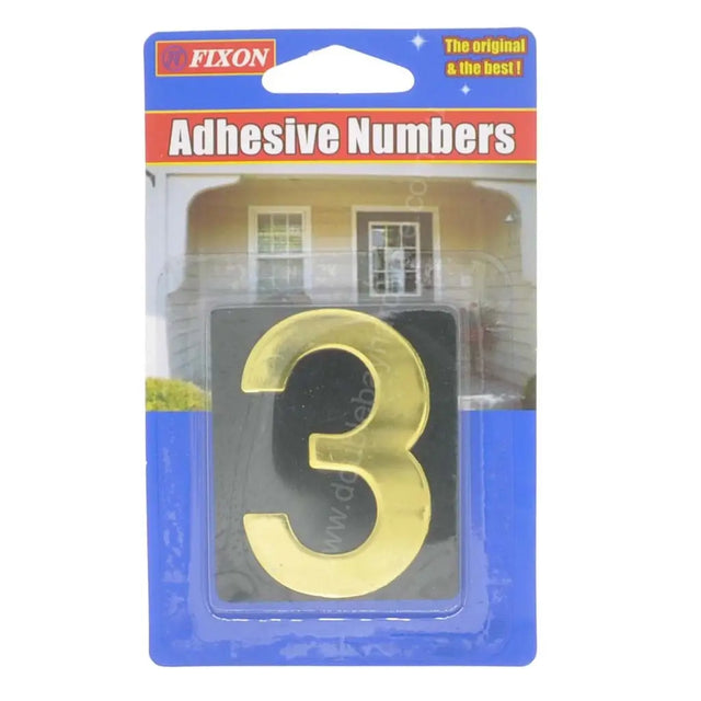 Fixon Adhesive House Number 3 Sign 59x49x2mm