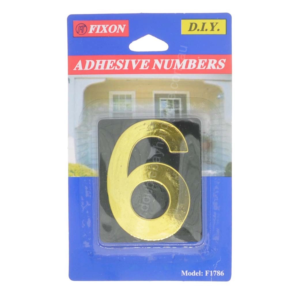 Fixon Adhesive House Number 6 Sign 59x49x2mm F1786
