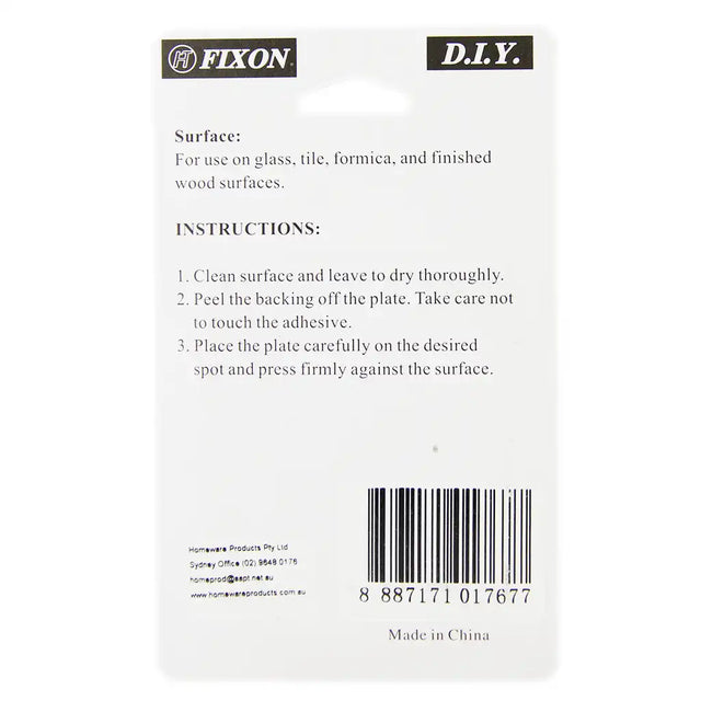 Fixon D.L.Y. adhesive label with instructions and product details on a white background
