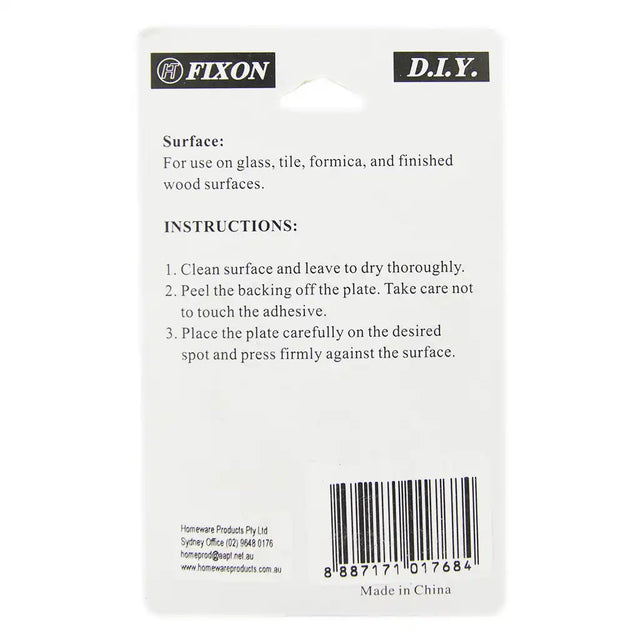Fixin D.I.Y. adhesive label with instructions and branding on a white background