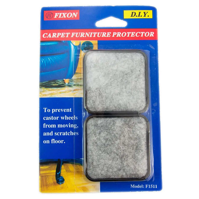 Packaged carpet furniture protector with Fixon branding on a white background