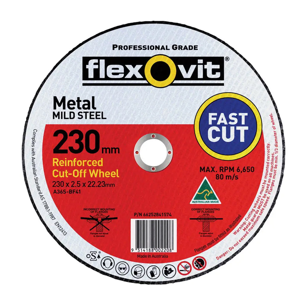 Flexovit Reinforced Cut-Off Wheel Metal 230x2.5x22.2mm