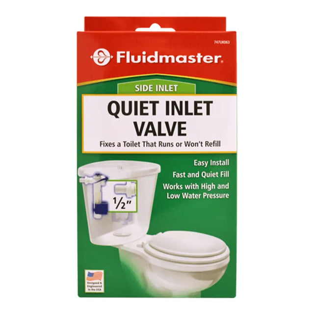 Fluidmaster Quiet Inlet Valve packaging on a white background
