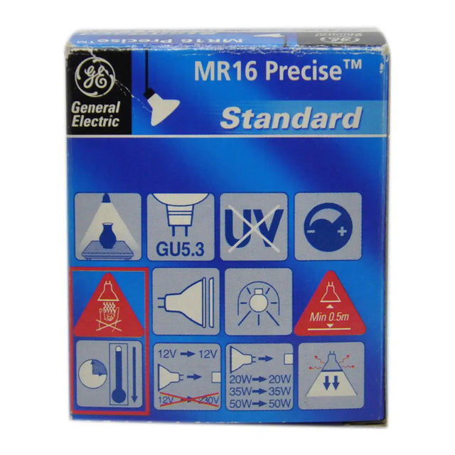 General Electric MR16 Precise Standard light bulb packaging on a white background