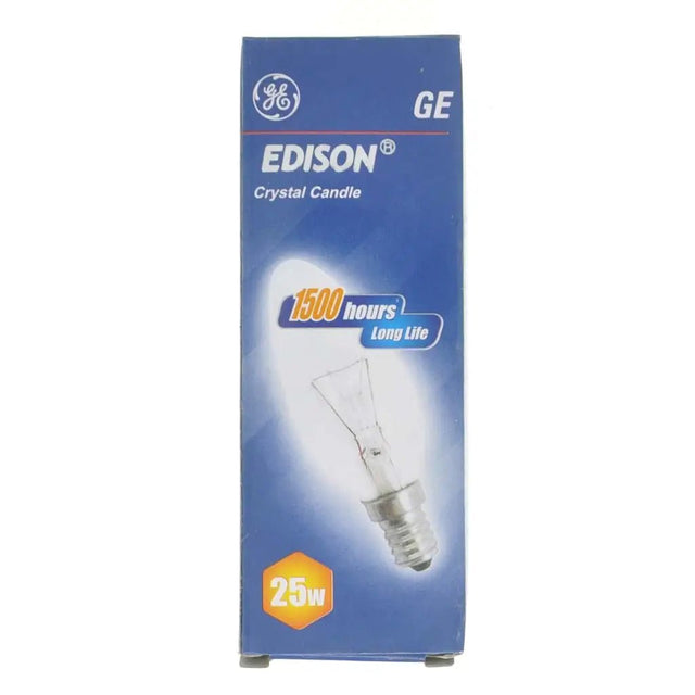 GE Edison Crystal Candle light bulb packaging on a white background