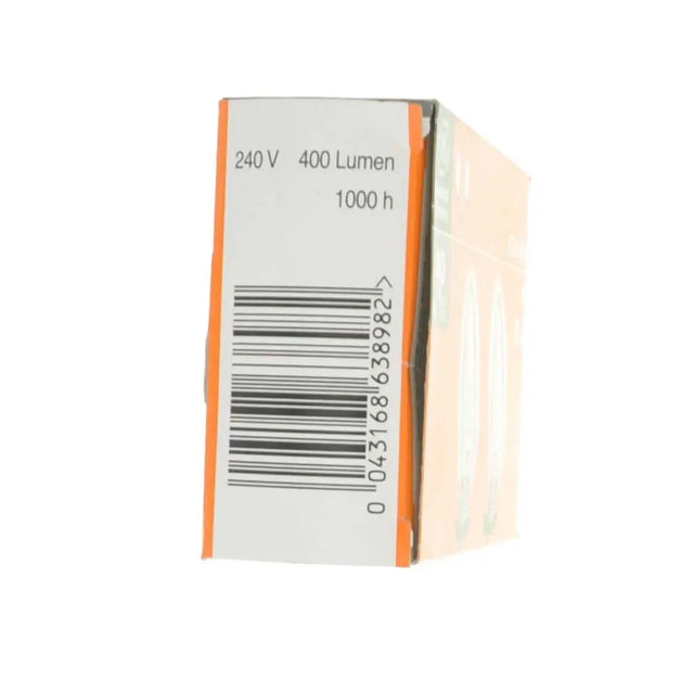 Light bulb packaging with specifications on a white background