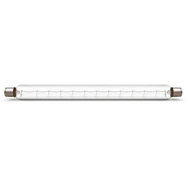 Clear cylindrical object with metallic ends on a white background