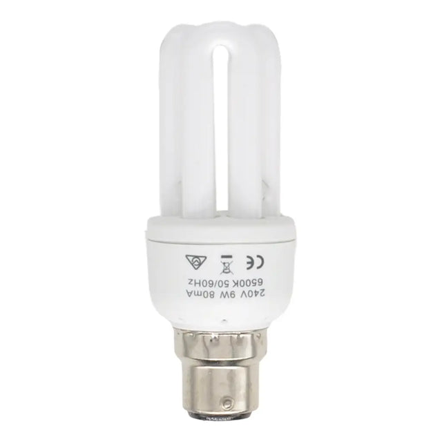 Compact fluorescent bulb on a white background