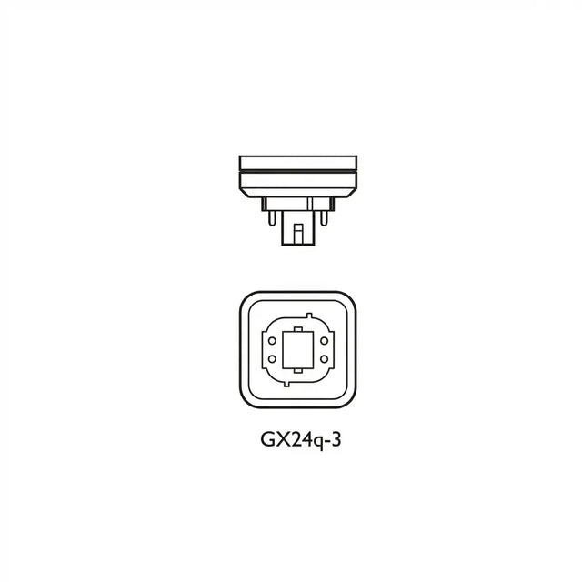 Technical diagram of a GX24q-3 light bulb socket on a white background