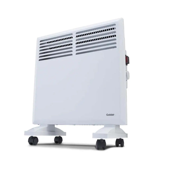 White convector heater with 'Goldair' branding on a white background