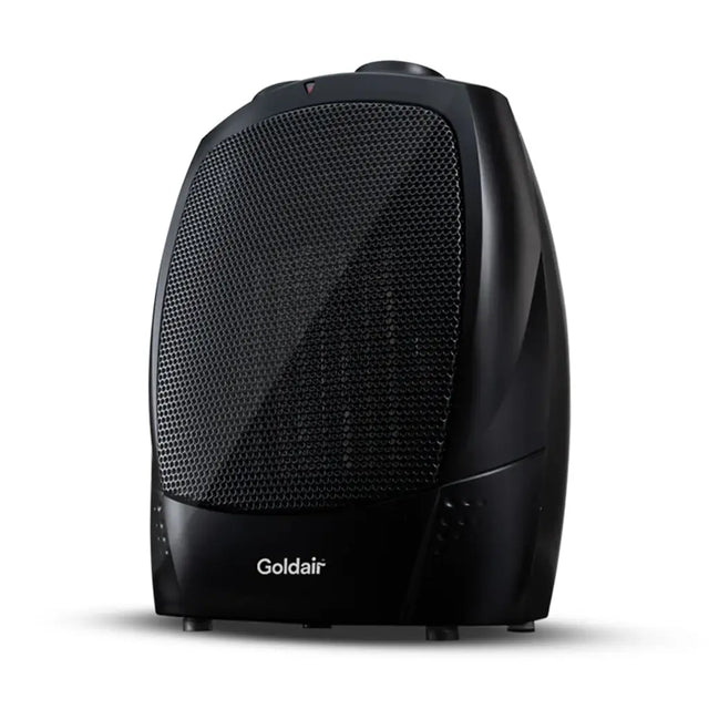 Black Goldair space heater on a white background