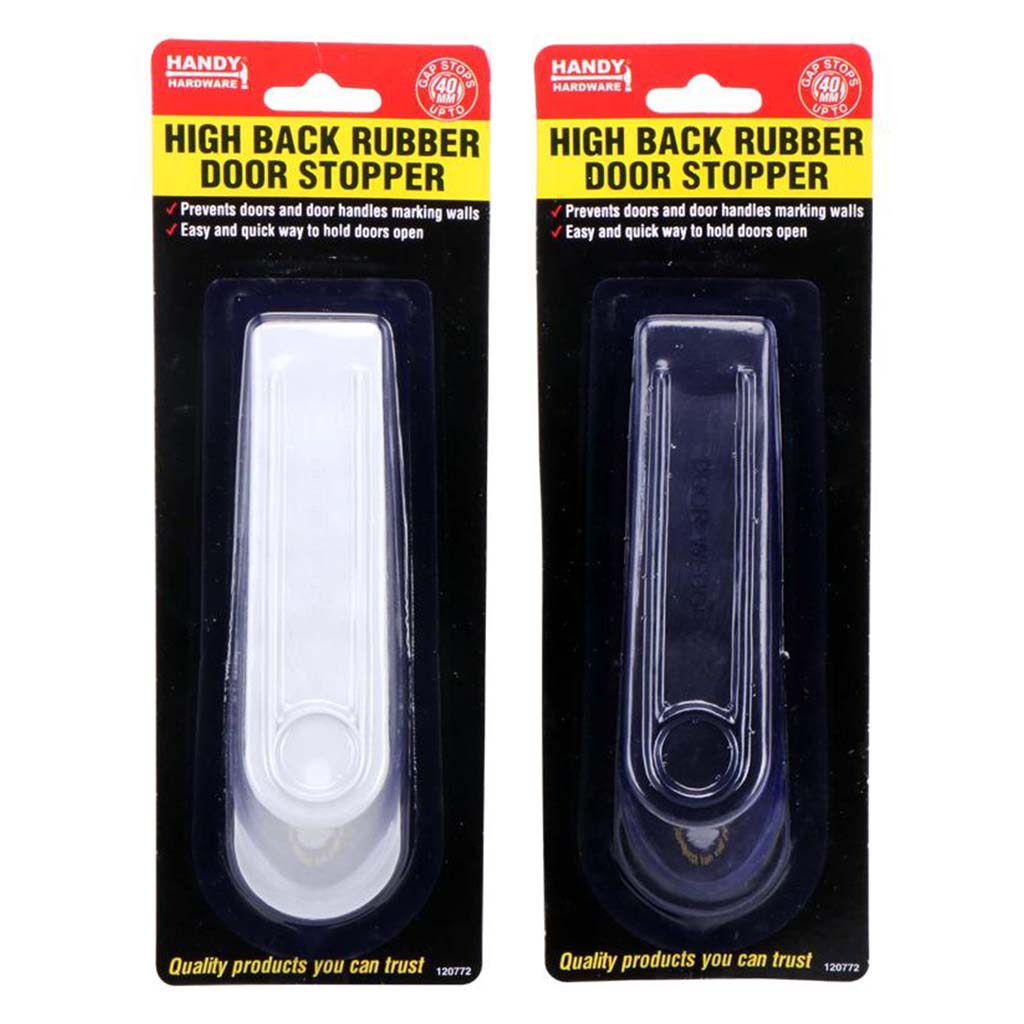 HANDY HARDWARE Black or White Rubber Door Stopper 14.5x4cm 120772
