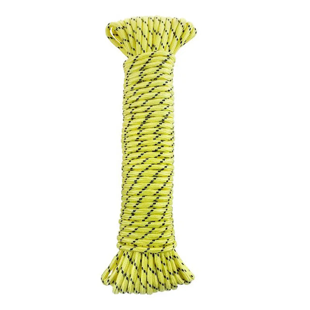 Yellow rope with black patterns on a white background