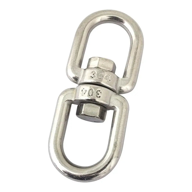 Metal swivel eye bolt on a white background