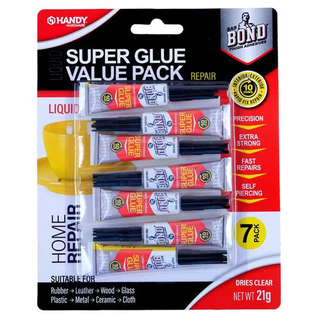 Super glue value pack with multiple tubes on a white background