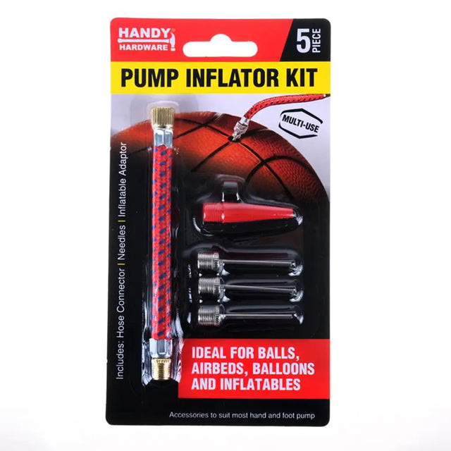 Pump inflator kit packaging with basketball illustration on a white background