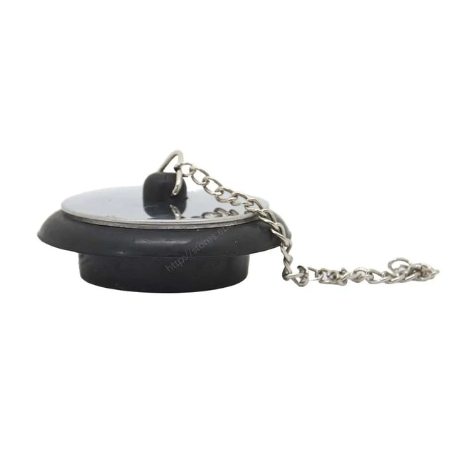 Black rubber plunger with a chain on a white background