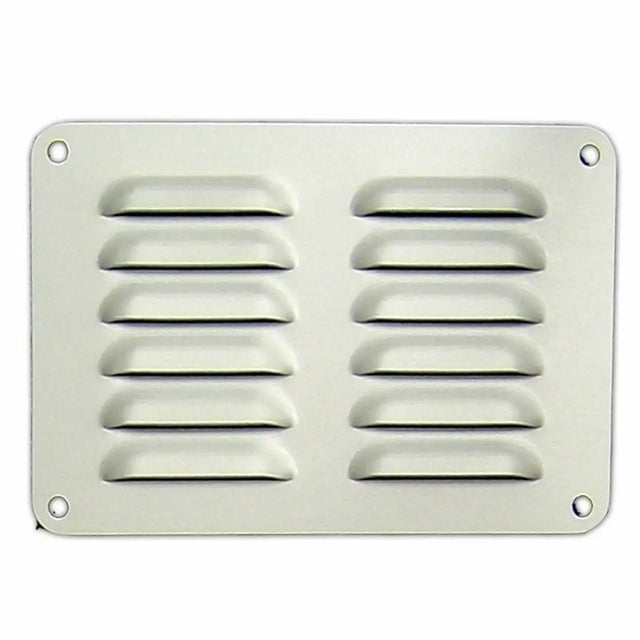 Metallic rectangular vent on a white background