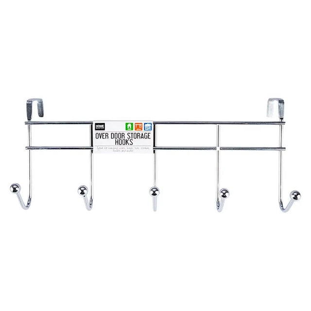 Over-the-door storage hook with multiple hooks on a white background