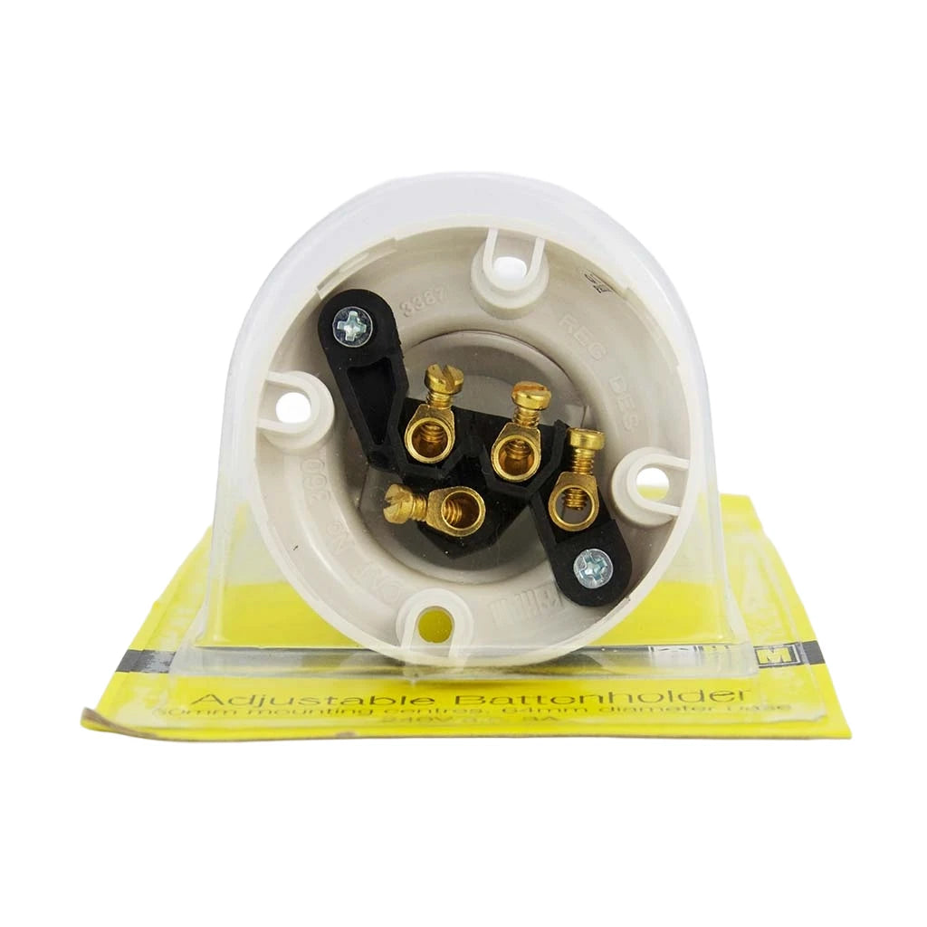 HPM Adjustable B22 Batten Holder White D360WE