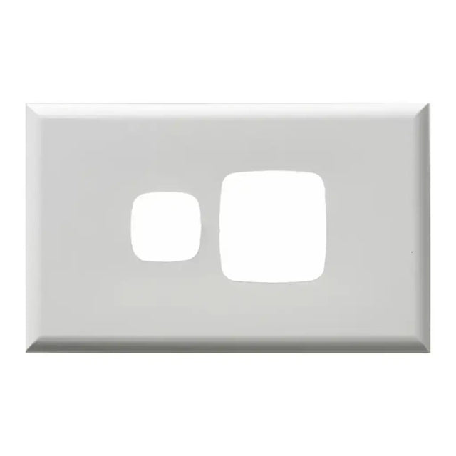 White wall plate with two square openings on a white background