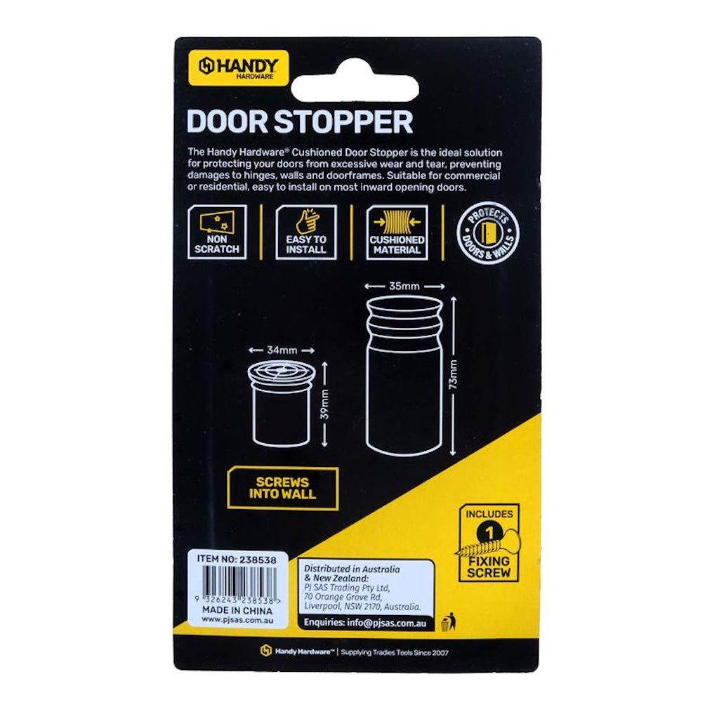 Handy Hardware Door Stopper White 35x73mm 238538