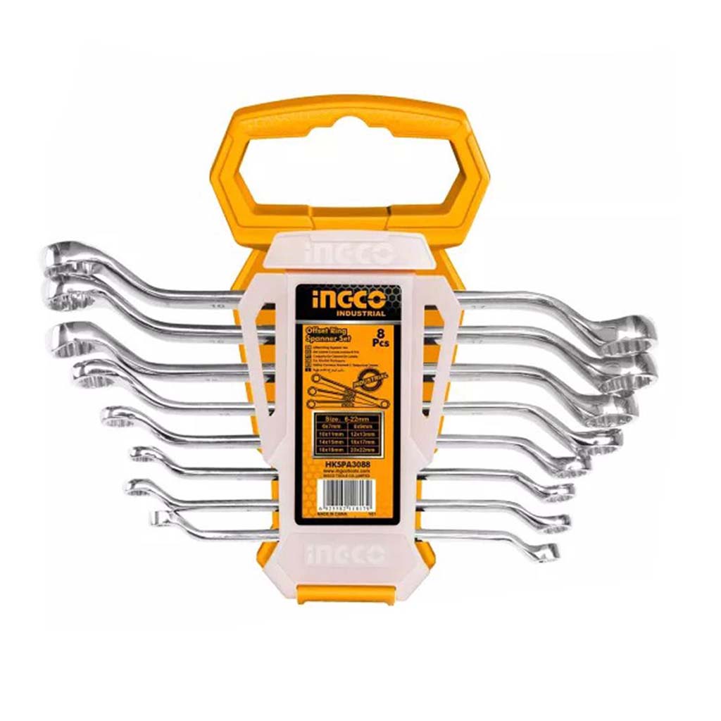 Ingco 8Pcs Offset Ring Spanner Set 6-22mm HKSPA3088
