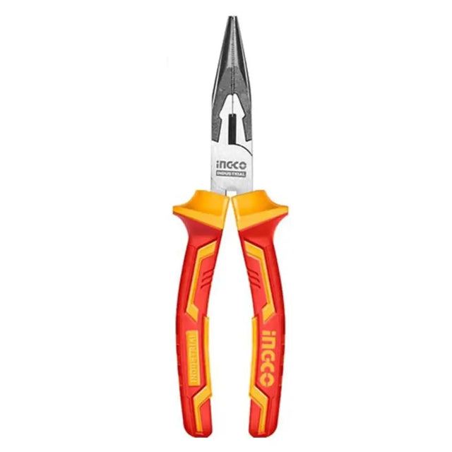 Pair of red and yellow pliers with 'Ingco' branding on a white background
