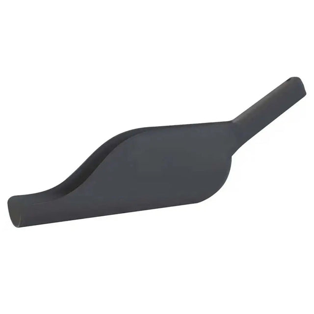 Black plastic gutter cleaner tool on a white background