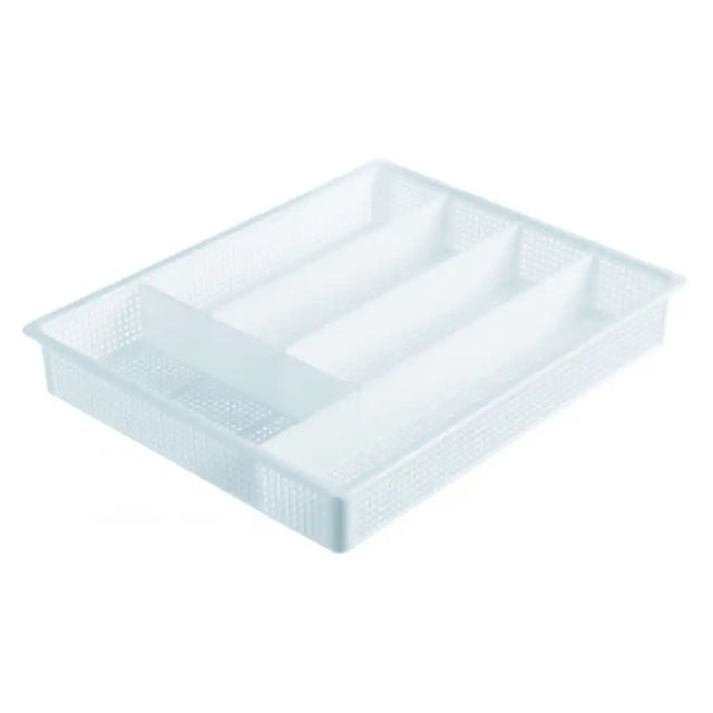 Clear plastic storage bin on a white background
