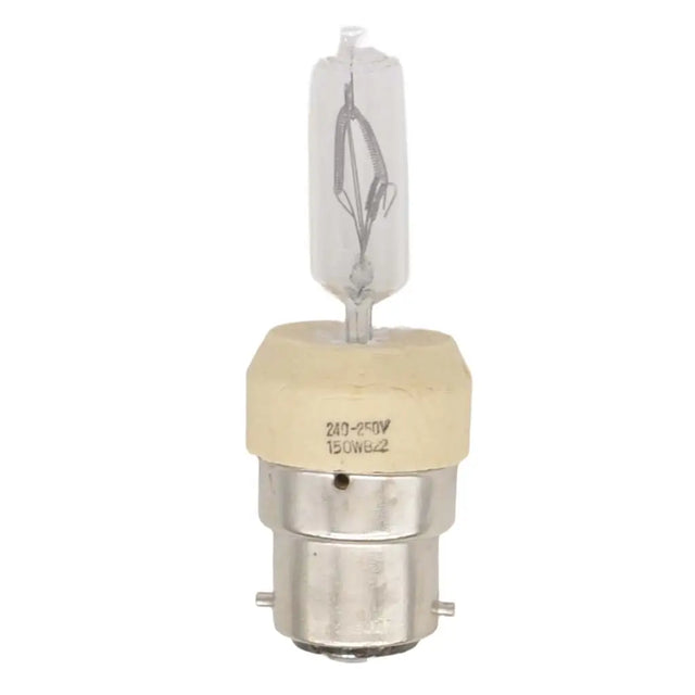 Light bulb with metal base on a white background