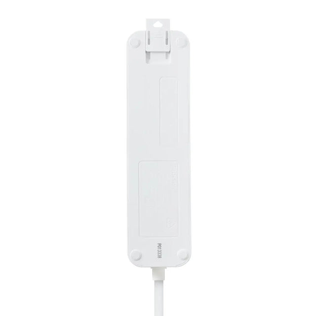 White electronic device with a label on a white background